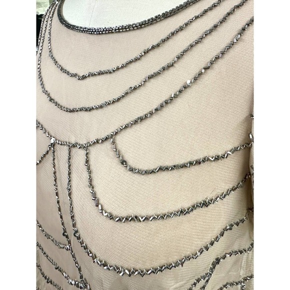 Adrianna Papell Blush Pink Blouson Steel Beaded Gown Dress Women Sz 14P NWT - Picture 7 of 7